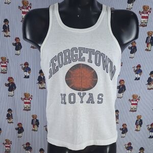 Vintage Georgetown Hoyas basketball graphic XL Women's white tank top shirt